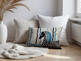 Noko Horse Reversible Indoor/Outdoor Lumbar Pillow in Turquoise - Size 25x18