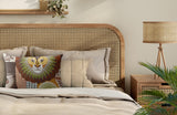 Ola Microsuede Rectangular Pillow in Gray/Ochre/Beige - Size 20x14
