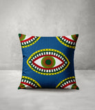 Evil Eye  Square Throw Pillow in Blue - Size 20x20