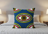 Evil Eye  Square Throw Pillow in Blue - Size 20x20