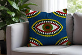 Evil Eye  Square Throw Pillow in Blue - Size 20x20