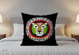 Folksy Lion  Square Throw Pillow in Black - Size 20x20