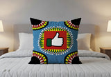 Thumbs Up  Square Throw Pillow in Blue - Size 16x16