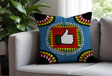 Thumbs Up  Square Throw Pillow in Blue - Size 16x16