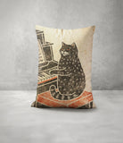 Piano Cat Faux Linen Lumber Pillow