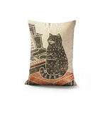 Piano Cat Faux Linen Lumber Pillow