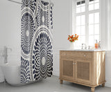 Pierson Floral Shower Curtain in Night Navy