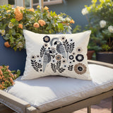 Pipo Jimi Parrot Reversible Indoor/Outdoor Lumbar Pillow in Gray - Size 25x18