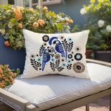 Pipo Jimi Parrot Reversible Indoor/Outdoor Lumbar Pillow in Navy Blue - Size 25x18