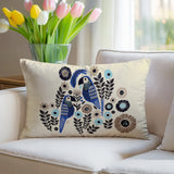 Pipo Jimi Parrot Reversible Indoor/Outdoor Lumbar Pillow in Navy Blue - Size 25x18
