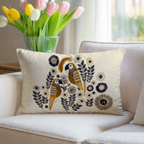 Pipo Jimi Parrot Reversible Indoor/Outdoor Lumbar Pillow in Orange - Size 25x18