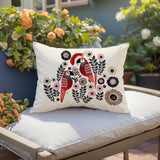 Pipo Jimi Parrot Reversible Indoor/Outdoor Lumbar Pillow in Red - Size 25x18