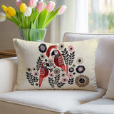 Pipo Jimi Parrot Reversible Indoor/Outdoor Lumbar Pillow in Red - Size 25x18