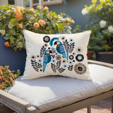 Pipo Jimi Parrot Reversible Indoor/Outdoor Lumbar Pillow in Turquoise - Size 25x18