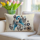 Pipo Jimi Parrot Reversible Indoor/Outdoor Lumbar Pillow in Turquoise - Size 25x18