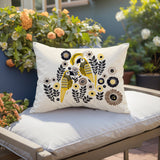 Pipo Jimi Parrot Reversible Indoor/Outdoor Lumbar Pillow in Yellow - Size 25x18