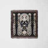 Piya Peacock Cotton Blend Blanket Throw in Black, laid flat