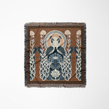 Piya Peacock Cotton Blend Blanket Throw in Burnt Orange, laid flat