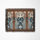 Piya Peacock Cotton Blend Blanket Throw in Burnt Orange, laid flat