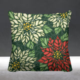 Poinsettia Floral Reversible Indoor/Outdoor Square Pillow