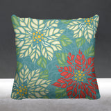 Poinsettia Floral Reversible Indoor/Outdoor Square Pillow