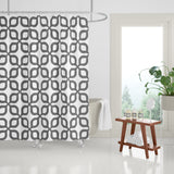Raylan Geometric and Floral Shower Curtain in Gray