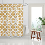 Raylan Geometric and Floral Shower Curtain in Ochre