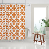 Raylan Geometric and Floral Shower Curtain in Orange