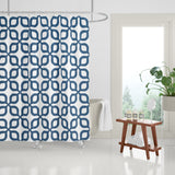Raylan Geometric and Floral Shower Curtain in Pigeon Blue