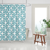 Raylan Geometric and Floral Shower Curtain in Turquoise