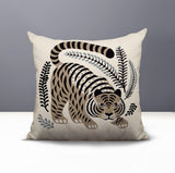 Remo Tiger Reversible Indoor/Outdoor Square Pillow in Beige - Size 20x20