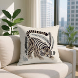 Remo Tiger Reversible Indoor/Outdoor Square Pillow in Beige - Size 20x20