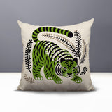 Remo Tiger Reversible Indoor/Outdoor Square Pillow in Chartreuse - Size 20x20