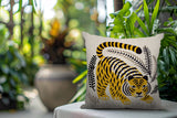 Remo Tiger Reversible Indoor/Outdoor Square Pillow in Yellow - Size 20x20