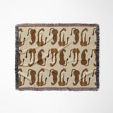 Ren Leopard Cotton Blend Blanket Throw in Orange and Burnt Orange, full view