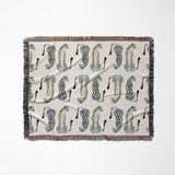 Ren Leopard Cotton Blend Blanket Throw in Gray and Off-White, full view