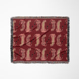 Ren Leopard Cotton Blend Blanket Throw in Red and Pink, full view