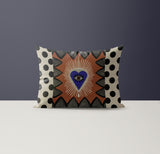 Rento Microsuede Rectangular Pillow in Brown/Gray/Blue/Beige - Size 20x14