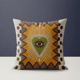 Rento Microsuede Square Pillow in Brown/Green/Yellow/Beige - Size 16x16