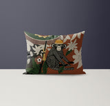Rocha Microsuede Rectangular Pillow in Brown/Black/Green/Beige - Size 20x14