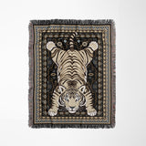 Roy Tiger Cotton Blend Blanket Throw in Black, full view