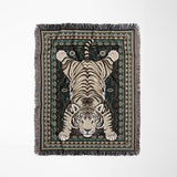 Roy Tiger Cotton Blend Blanket Throw in Emerald, full view