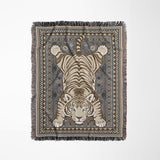 Roy Tiger Cotton Blend Blanket Throw in Gray, full view