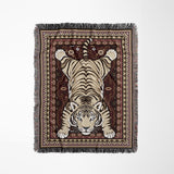Roy Tiger Cotton Blend Blanket Throw in Red, full view