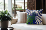 Salie Zebra Faux Suede Square Indoor Pillow in Royal Azure - Size 18x18