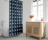 Salma Shower Curtain in Navy Blue and White