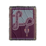 Sami Snake Cotton Blend Blanket Throw in Purple and Blue, full view