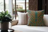 Sasha Zebra Print Faux Suede Square Indoor Pillow in Amber Flame - Size 18x18