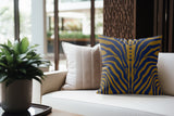 Sasha Zebra Print Faux Suede Square Indoor Pillow in Midnight Royal - Size 16x16