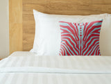 Sasha Zebra Print Faux Suede Square Indoor Pillow in Sky Mist - Size 16x16